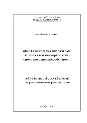 Quản lý đầu tư xây dựng cơ bản từ ngân sách nhà nước tại