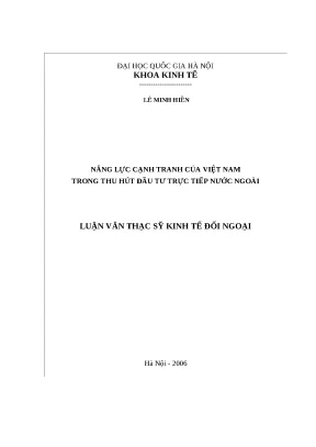 Năng lực cạnh tranh thu hút FDI của Việt Nam (Luận văn)