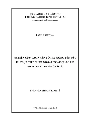 Nghiên cứu các yếu tố ảnh hưởng đến đầu tư trực tiếp