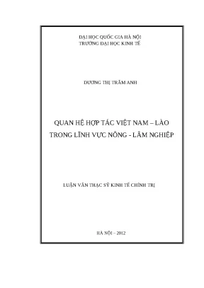 Luận văn hợp tác nông lâm nghiệp Việt Nam - Lào (UEB)