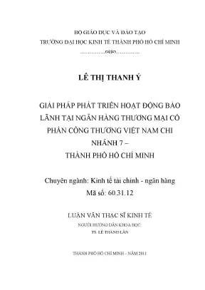 Giải pháp phát triển hoạt động bảo lãnh tại Vietinbank