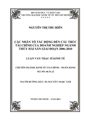 Nhân Tố Tác Động Đến Cấu Trúc Tài Chính Doanh Nghiệp
