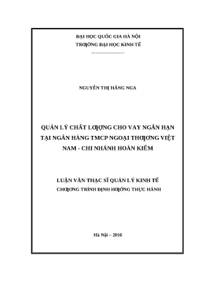 Quản Lý Chất Lượng Cho Vay Ngắn Hạn Tại Ngân Hàng