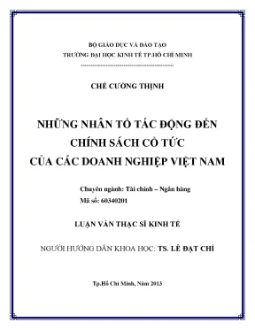 Những Nhân Tố Tác Động Đến Chính Sách Cổ Tức Của Doanh