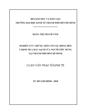 Luận văn UEH: Yếu tố ảnh hưởng ý định mua rau sạch