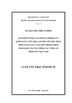 Giải pháp nâng cao trách nhiệm kiểm toán viên độc lập