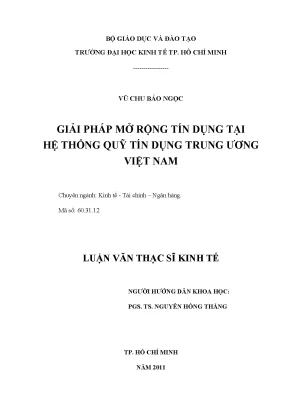 Luận văn: Mở rộng tín dụng tại Quỹ tín dụng Trung ương