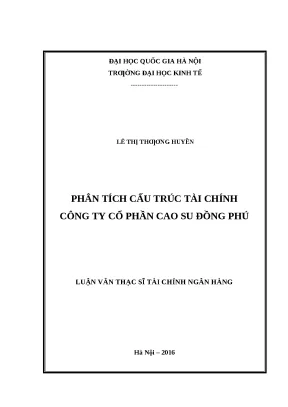 Luận văn: Phân tích cấu trúc tài chính Cao su Đồng Phú