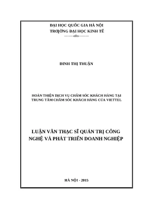 Luận văn: Hoàn thiện dịch vụ chăm sóc khách hàng Viettel