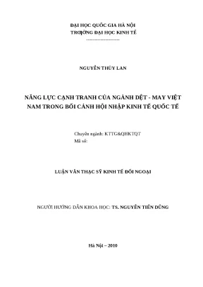 Luận văn: Năng lực cạnh tranh ngành dệt may Việt Nam