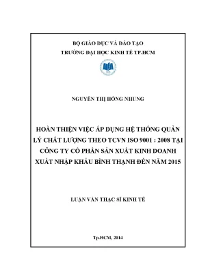 Hoàn thiện hệ thống quản lý chất lượng ISO 9001:2008 tại