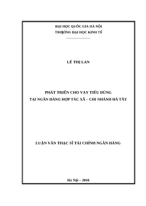 Phát triển cho vay tiêu dùng tại ngân hàng Hợp tác xã Hà Tây