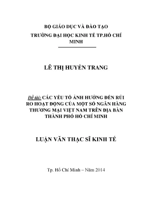 Các yếu tố ảnh hưởng đến rủi ro hoạt động của ngân hàng