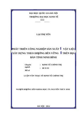 Phát Triển Bền Vững Ngành Vật Liệu Xây Dựng Tại Ninh Bình