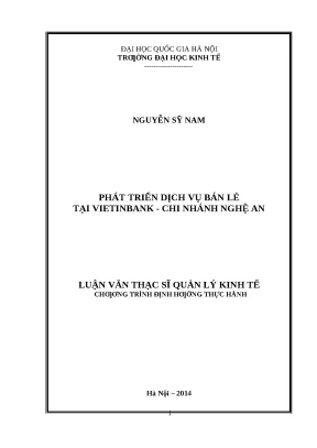 Luận văn: Phát triển DV bán lẻ tại Vietinbank Nghệ An