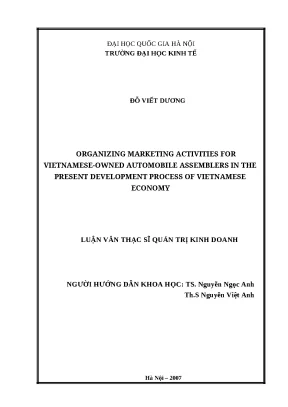 Tổ Chức Hoạt Động Marketing Cho Các Nhà Lắp Ráp Ô Tô