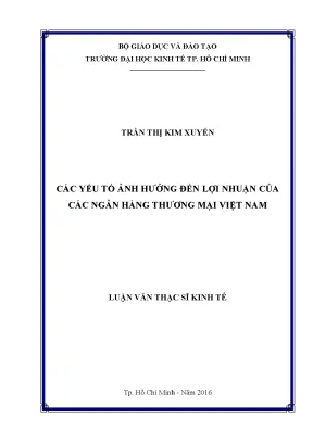 Yếu tố ảnh hưởng lợi nhuận NHTM Việt Nam (Luận văn UEH)