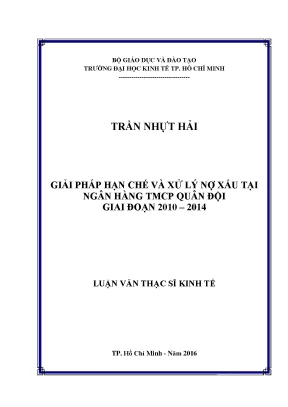 Giải pháp hạn chế nợ xấu tại ngân hàng TMCP Quân Đội 