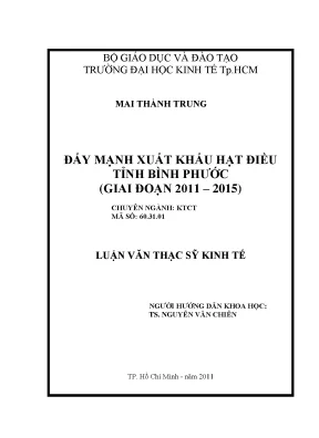 Đẩy Mạnh Xuất Khẩu Hạt Điều Tỉnh Bình Phước Giai Đoạn