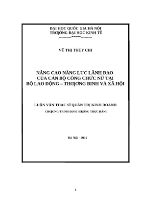 Nâng Cao Năng Lực Lãnh Đạo Cán Bộ Nữ Tại Bộ Lao Động