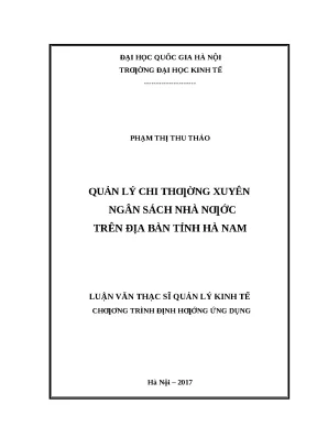 Quản lý chi tiêu ngân sách nhà nước tại Hà Nam: Nghiên