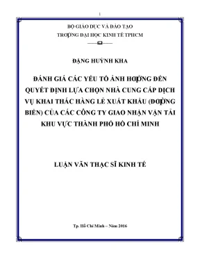 Đánh Giá Yếu Tố Ảnh Hưởng Đến Lựa Chọn Nhà Cung Cấp Dịch