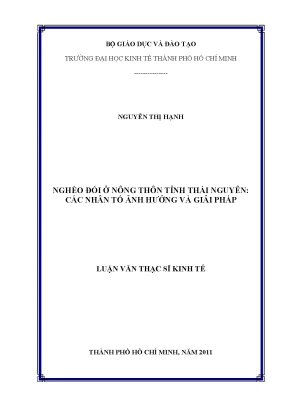 Nghèo Đói Nông Thôn Thái Nguyên: Nhân Tố Ảnh Hưởng và
