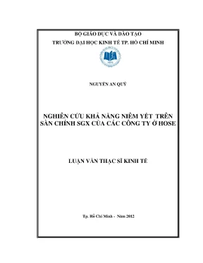 Khả Năng Niêm Yết Trên Sàn Chính SGX Của Các Công Ty Ở HOSE