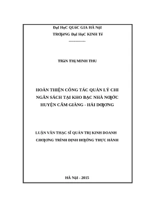 Cải thiện quản lý chi ngân sách tại Kho bạc Nhà nước Cẩm
