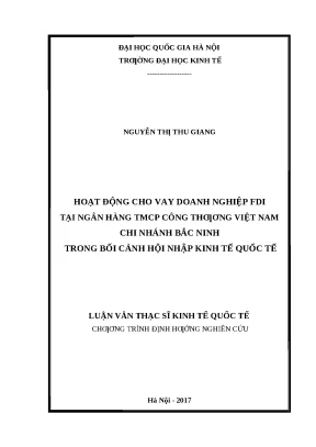 Hoạt động cho vay doanh nghiệp FDI tại VietinBank Bắc Ninh