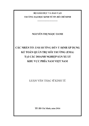 Nhân Tố Ảnh Hưởng Đến Ý Định Áp Dụng Kế Toán Quản Trị