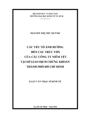 Các yếu tố ảnh hưởng đến cấu trúc vốn của công ty niêm