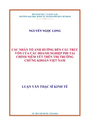 Các yếu tố ảnh hưởng đến cấu trúc vốn doanh nghiệp phi