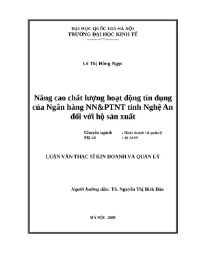 Nâng cao chất lượng tín dụng Ngân hàng NN&PTNT Nghệ An
