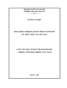 Hoạt động nhượng quyền trong ngành đồ ăn và thức uống