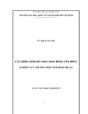 Cải Thiện Sinh Kế Cho Cộng Đồng Ven Biển Tỉnh Bình Thuận