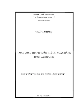 Nghiên cứu hoạt động thanh toán thẻ tại Ngân hàng TMCP