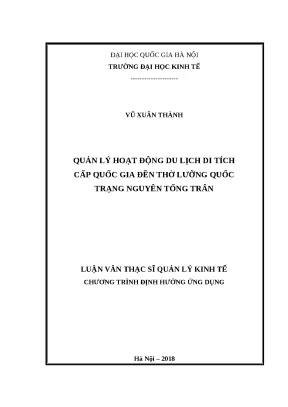 Quản Lý Du Lịch Tại Đền Thờ Lưỡng Quốc Trạng Nguyên Tống