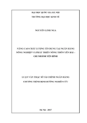 Nâng cao chất lượng tín dụng tại Ngân hàng Nông nghiệp