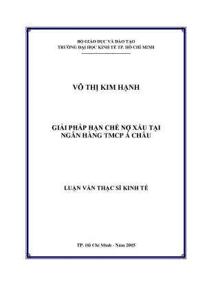 Luận văn: Giải pháp hạn chế nợ xấu tại Ngân hàng Á Châu