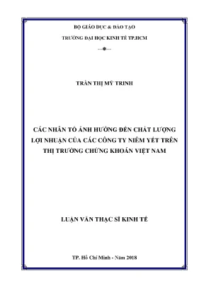 Các yếu tố ảnh hưởng đến chất lượng lợi nhuận của công