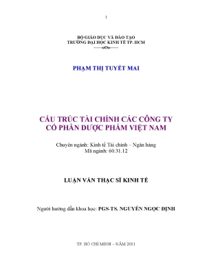 Cấu trúc tài chính của các công ty cổ phần dược phẩm tại
