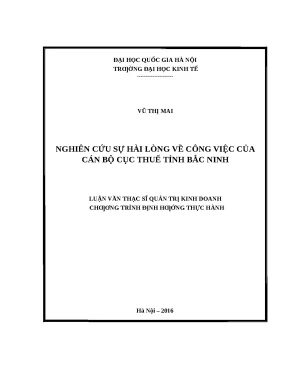 Nghiên cứu sự hài lòng công việc của cán bộ Cục thuế Bắc