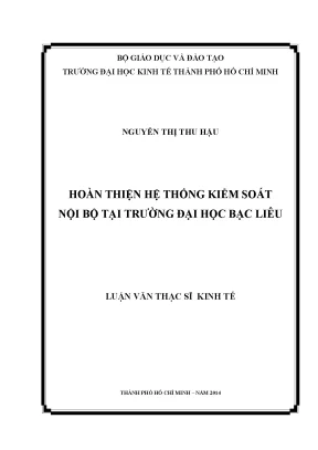 Luận văn thạc sĩ ueh hoàn thiện hệ thống kiểm soát nội bộ tại trường đại học bạc liêu