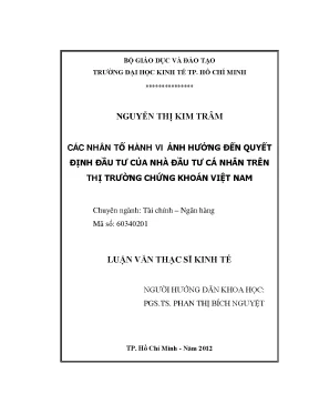 Những yếu tố hành vi ảnh hưởng đến quyết định đầu tư cá