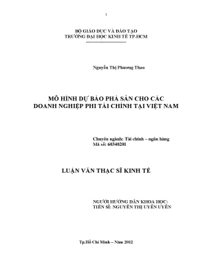 Mô Hình Dự Báo Phá Sản Doanh Nghiệp Phi Tài Chính Tại
