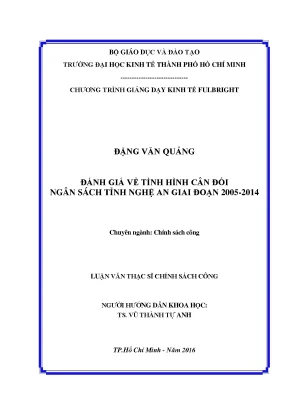 Đánh giá cân đối ngân sách tỉnh Nghệ An (2005-2014)