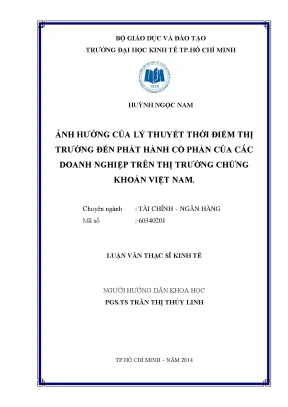Luận văn: Lý thuyết thời điểm thị trường & phát hành cổ phần