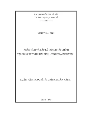 Phân Tích và Lập Kế Hoạch Tài Chính Tại Công Ty TNHH Hải