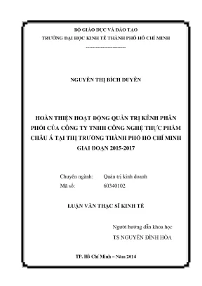 Hoàn thiện quản trị kênh phân phối của Công ty TNHH Công